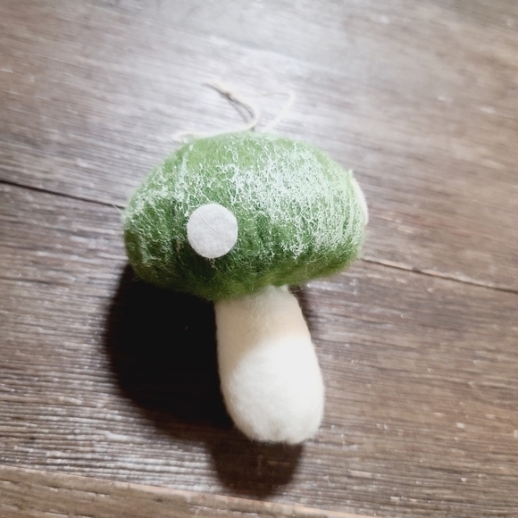 Plush Green Mushroom Fairycore Christmas Tree Ornament - Picture 3 of 4
